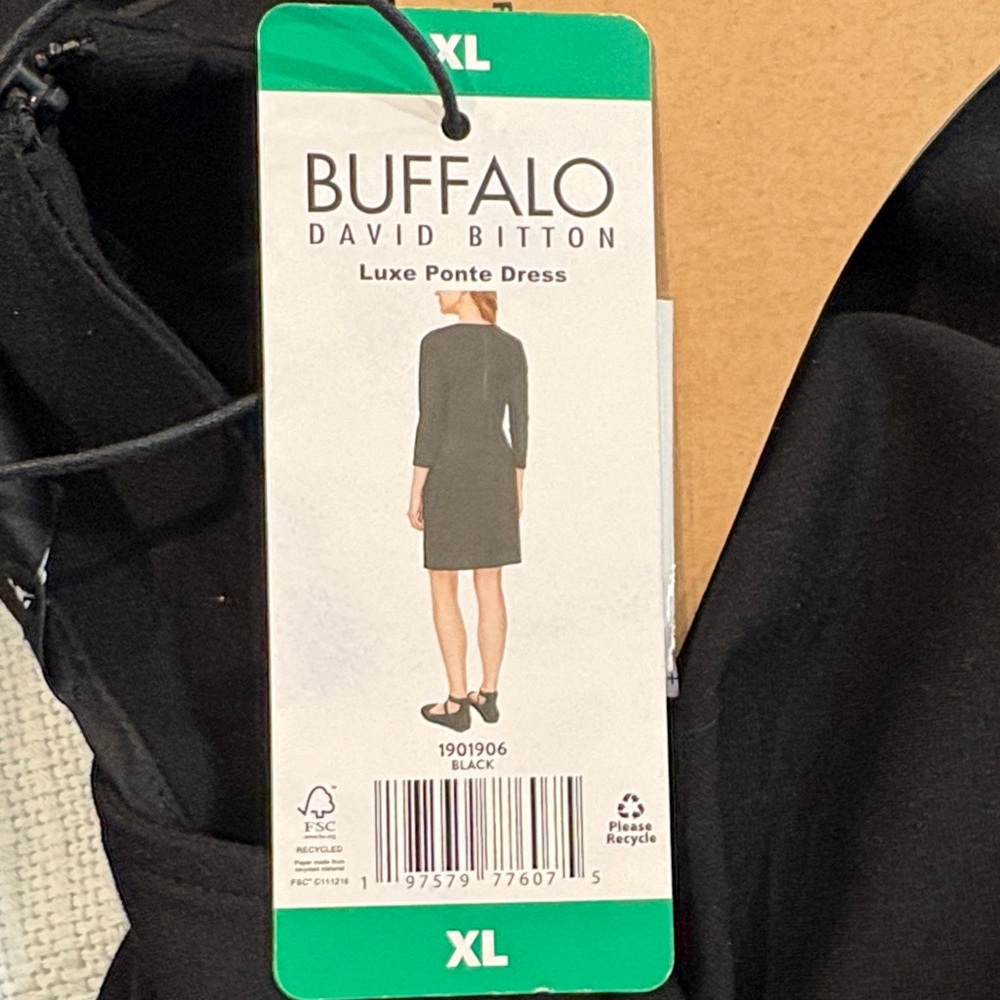 Buffalo David Bitton Long Sleeve Black Dress - Picture 2 of 2
